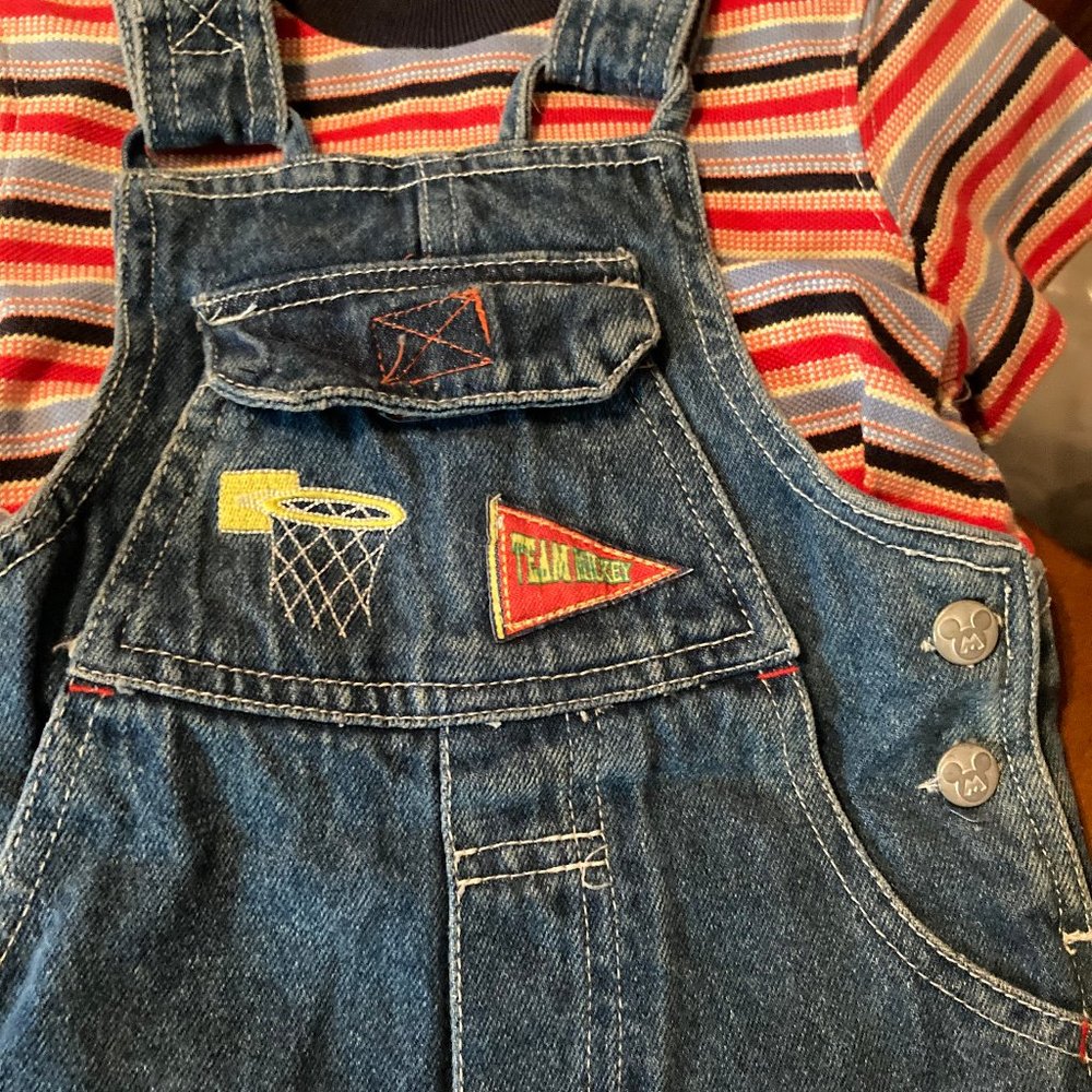 OVERALLS SHORTS AND TOP PLAYING BASKETBALL MICKEY